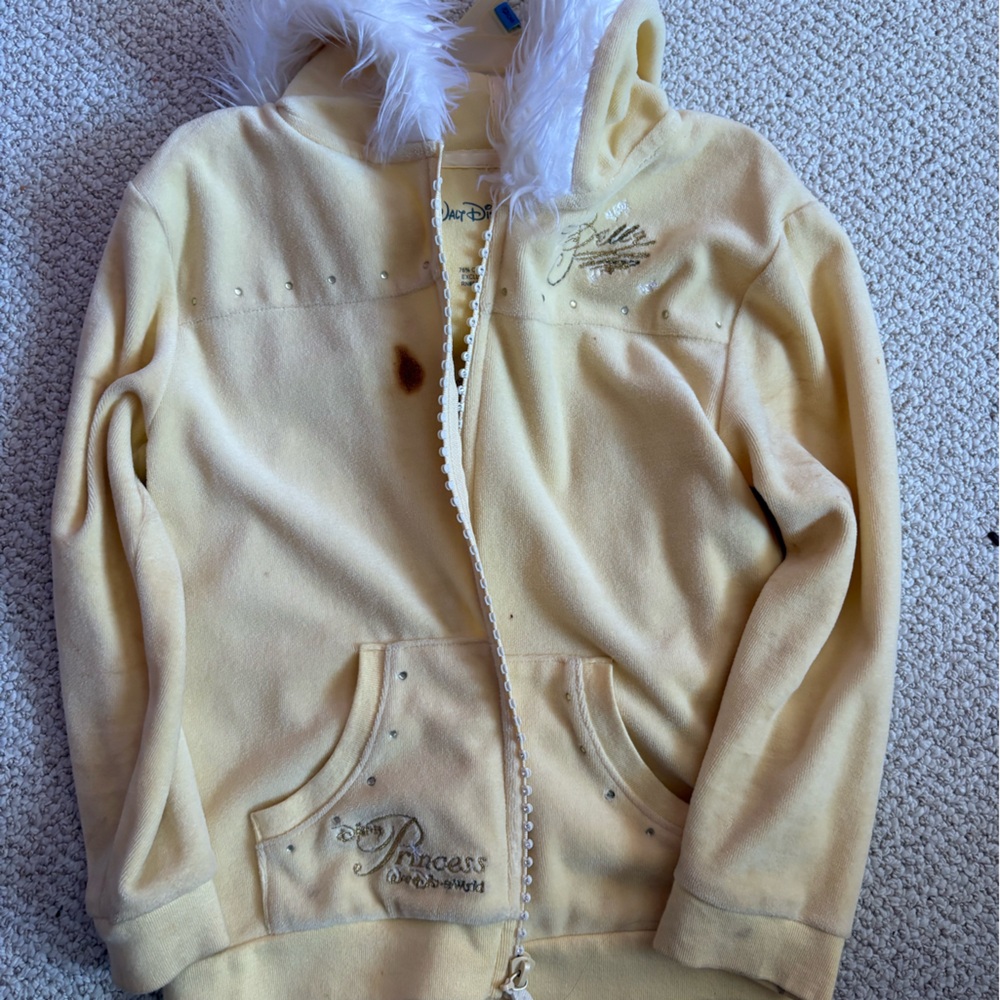 Princess Belle Yellow Kids Jacket with Faux Fur Hood